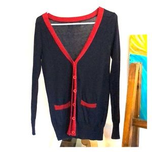 Women’s cardigan blue with red detail